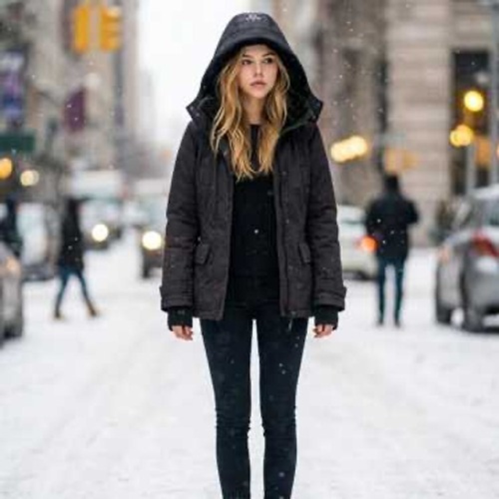 Aritzia Tna The Raven Parka Black Faux Fur Lined Hooded Winter Coat Large